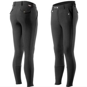 HORZE Horse Black Grand Prix Men's Knee Patch Breeches Classic Horse Riding W32